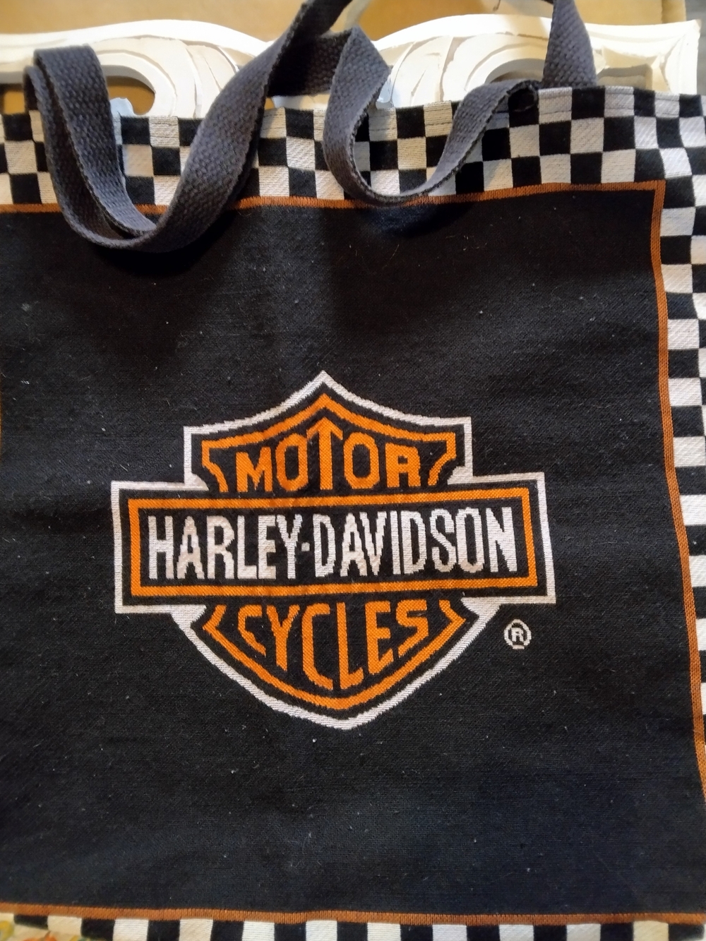 Harley-Davidson Black & Orange Canvas Tote Bag
